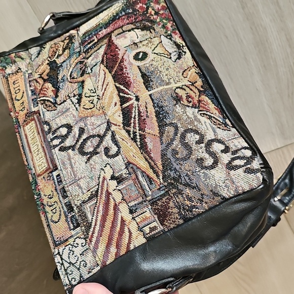 Vintage SAS Tapestry European Cafe Leather Crossbody Bag - Picture 3 of 16